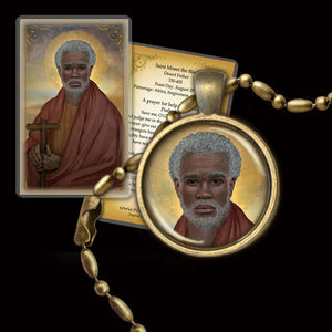 St. Moses the Black (The Ethiopian) Pendant & Holy Card Gift Set