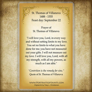 St. Thomas of Villanova Holy Card