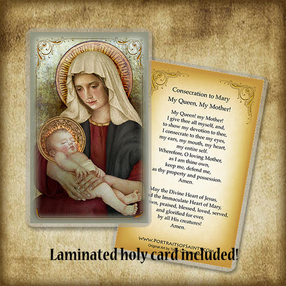 Madonna & Child (B) Plaque & Holy Card Gift Set - Portraits of Saints