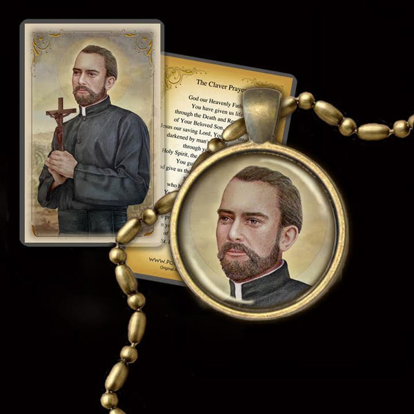 St. Peter Claver Pendant & Holy Card Gift Set - Portraits of Saints