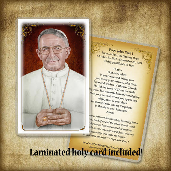 Pope John Paul I Pendant & Holy Card Gift Set - Portraits of Saints