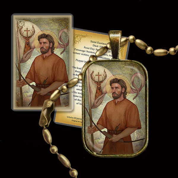St. Eustace Pendant & Holy Card Gift Set - Portraits of Saints