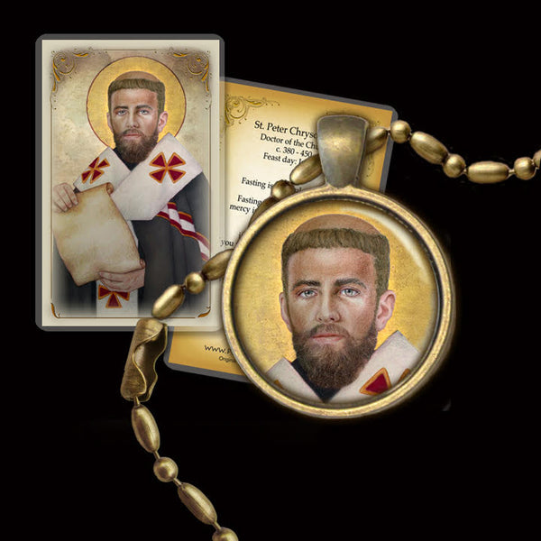 St. Peter Chrysologus Pendant & Holy Card Gift Set - Portraits of Saints