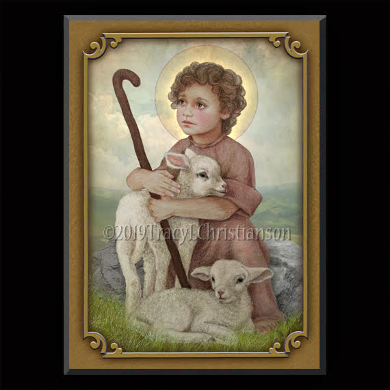 The Little Shepherd Plaque & Holy Card Gift Set - Portraits of Saints