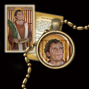St. Lawrence of Rome Pendant & Holy Card Gift Set